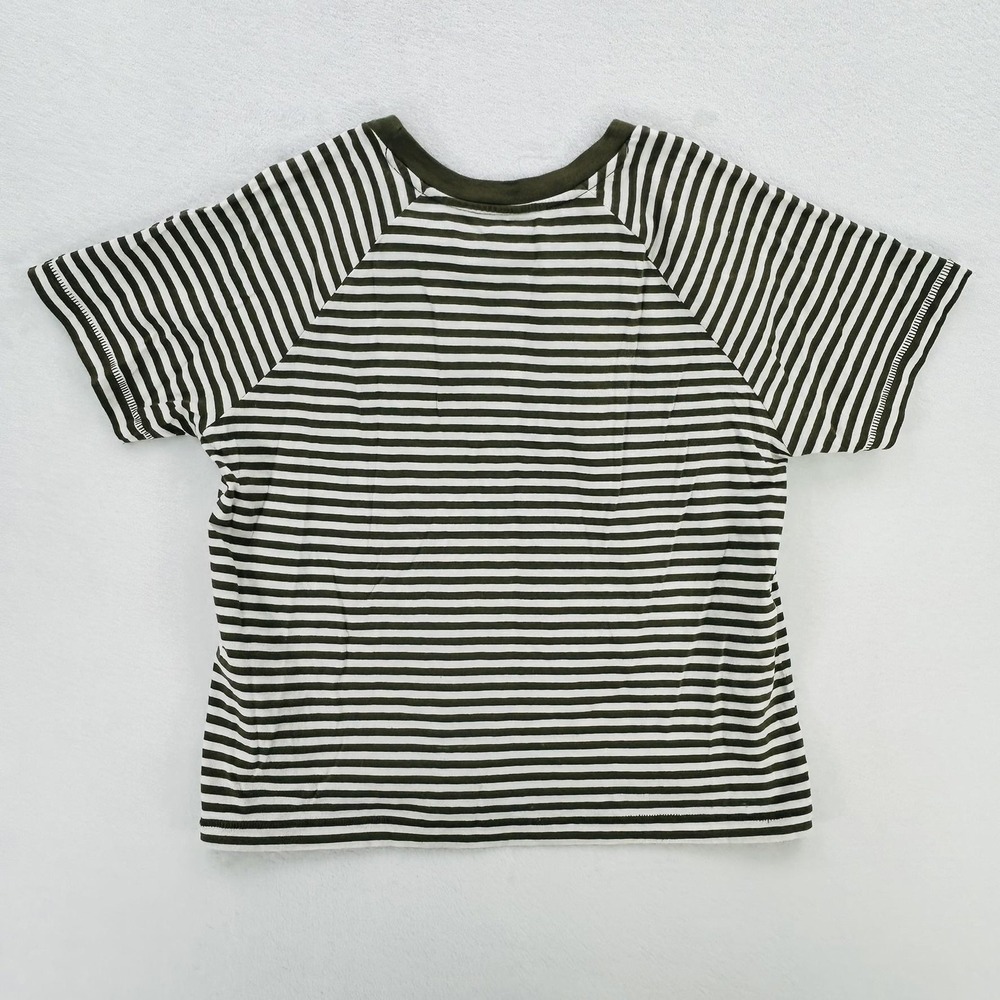 Levi's Shirt Womens Medium Green White Striped Short Sleeve Crewneck Tee NEW - Picture 2 of 16